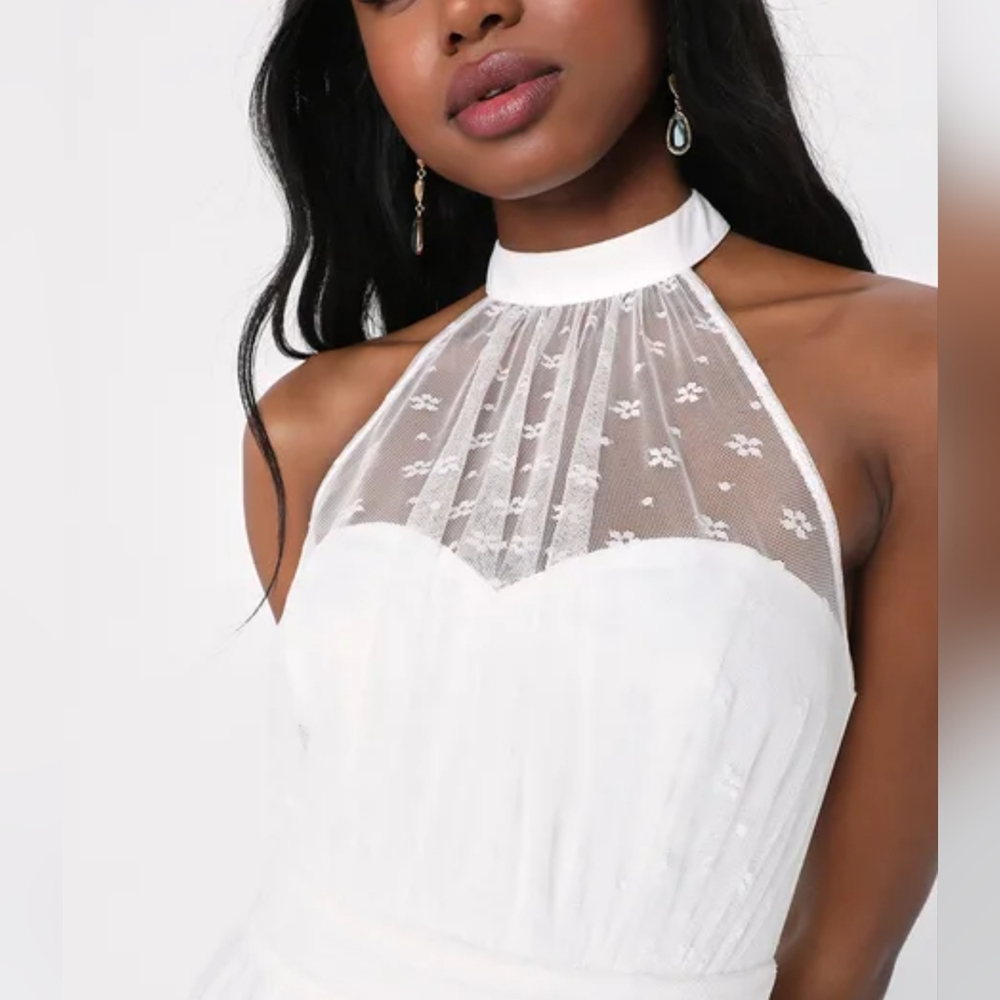 Lulus Elegant White Halter Dress - Picture 2 of 4